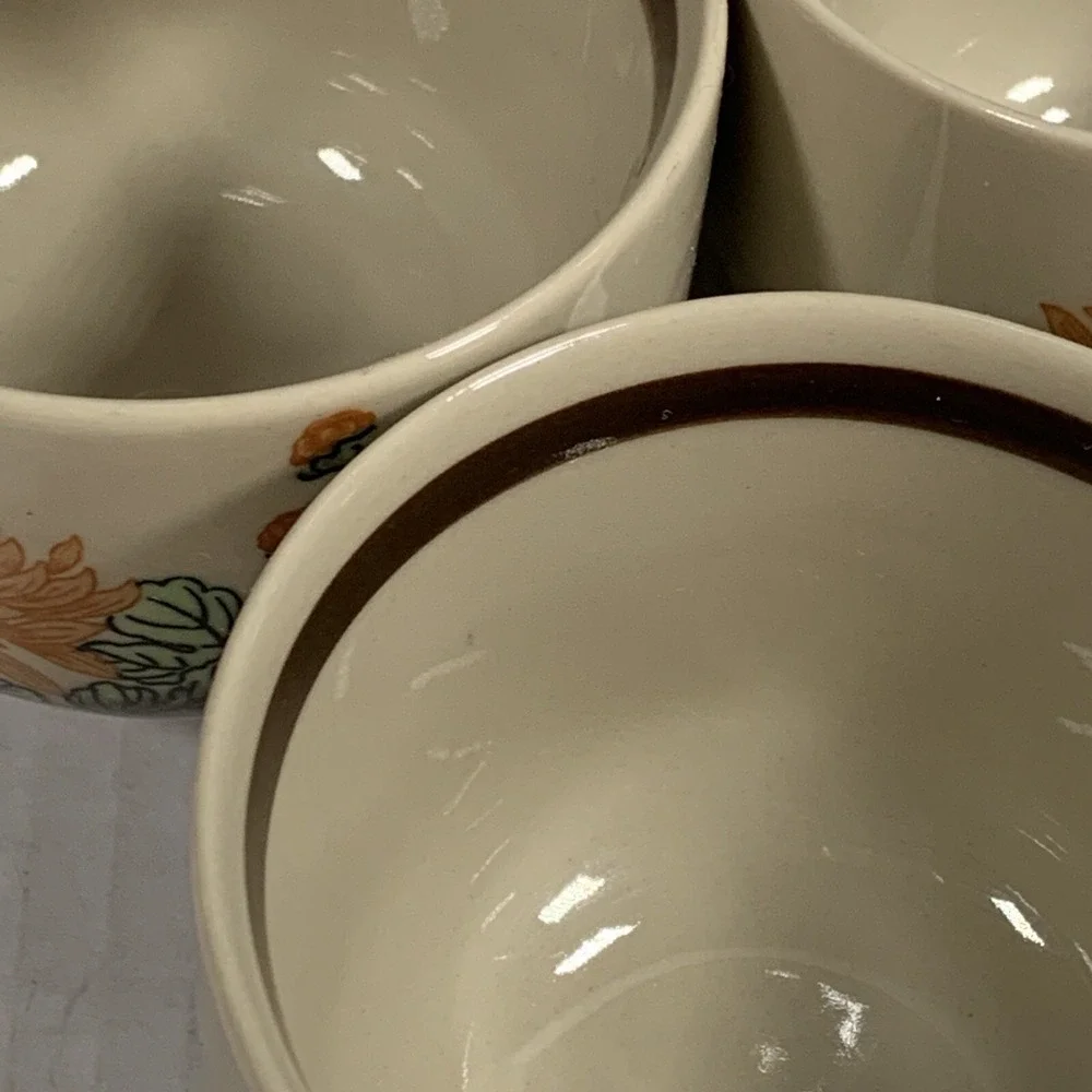 Japanese Tea Set Chrysanthemum Floral Teapot 5 Cups Japan Ceramic Boho Asian Vtg